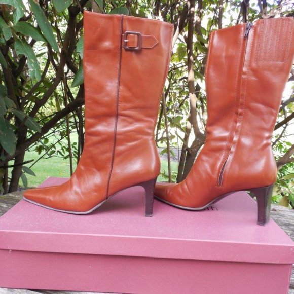 Brown Heeled Boots for Women - Picture 2 of 3